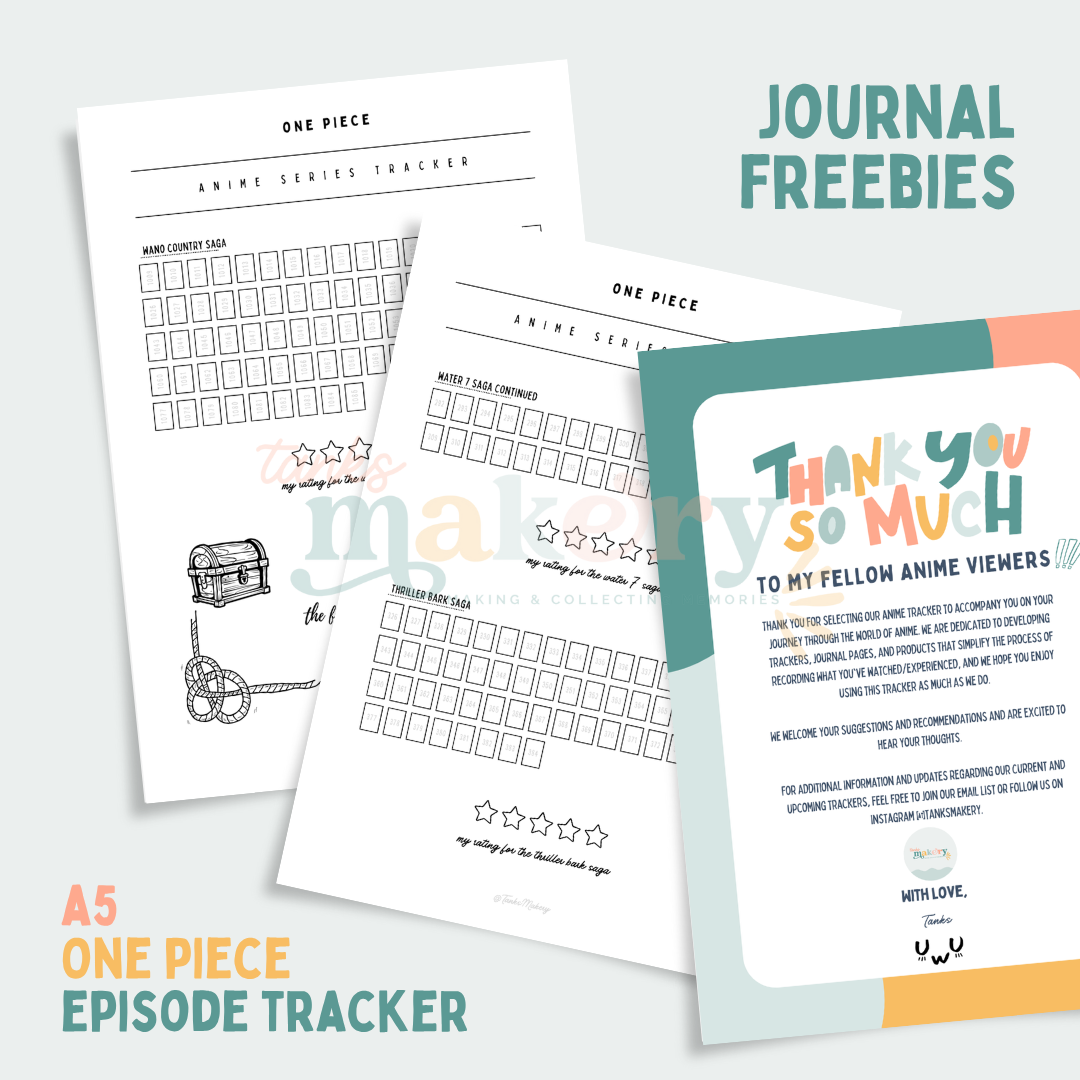 A5 One Piece Anime Episodes Journal Tracker (DIGITAL FILES ONLY)