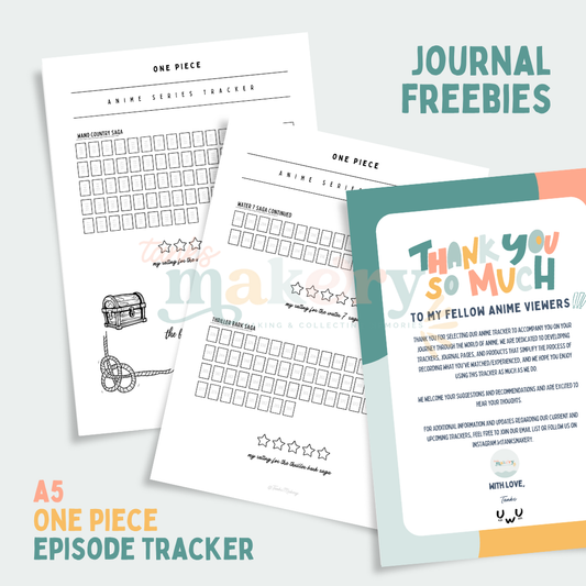 A5 One Piece Anime Episodes Journal Tracker (DIGITAL FILES ONLY)